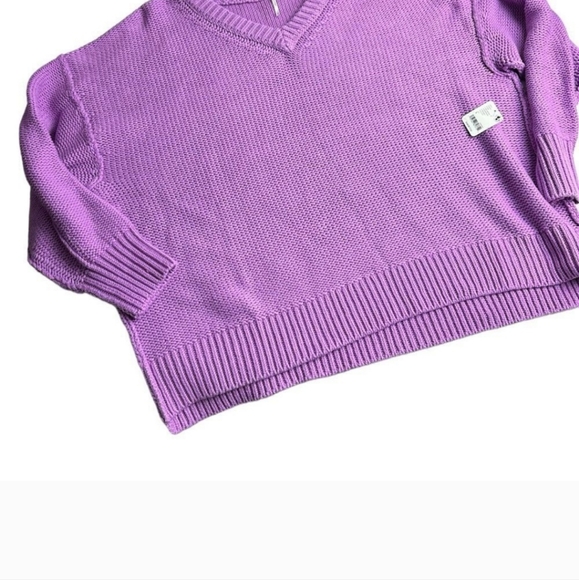 NWT Free People Alli V Neck Sweater - Iris Orchid - Picture 7 of 10